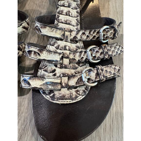 Giuseppe Zanotti Women's Snakeskin Gladiator Ankle Strap Flats Sandals Size 8.5 - Picture 3 of 6